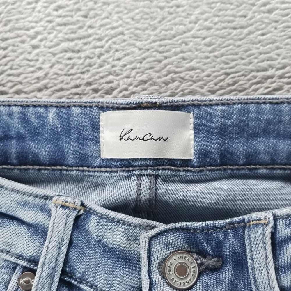KanCan Jeans Womens 26 Blue Sharkbite Hem Flare Mid Rise Stretch - Picture 3 of 9